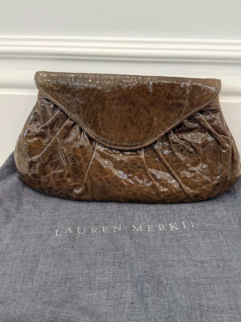Lauren Merkin Lotte Patent Leather Clutch - Grey